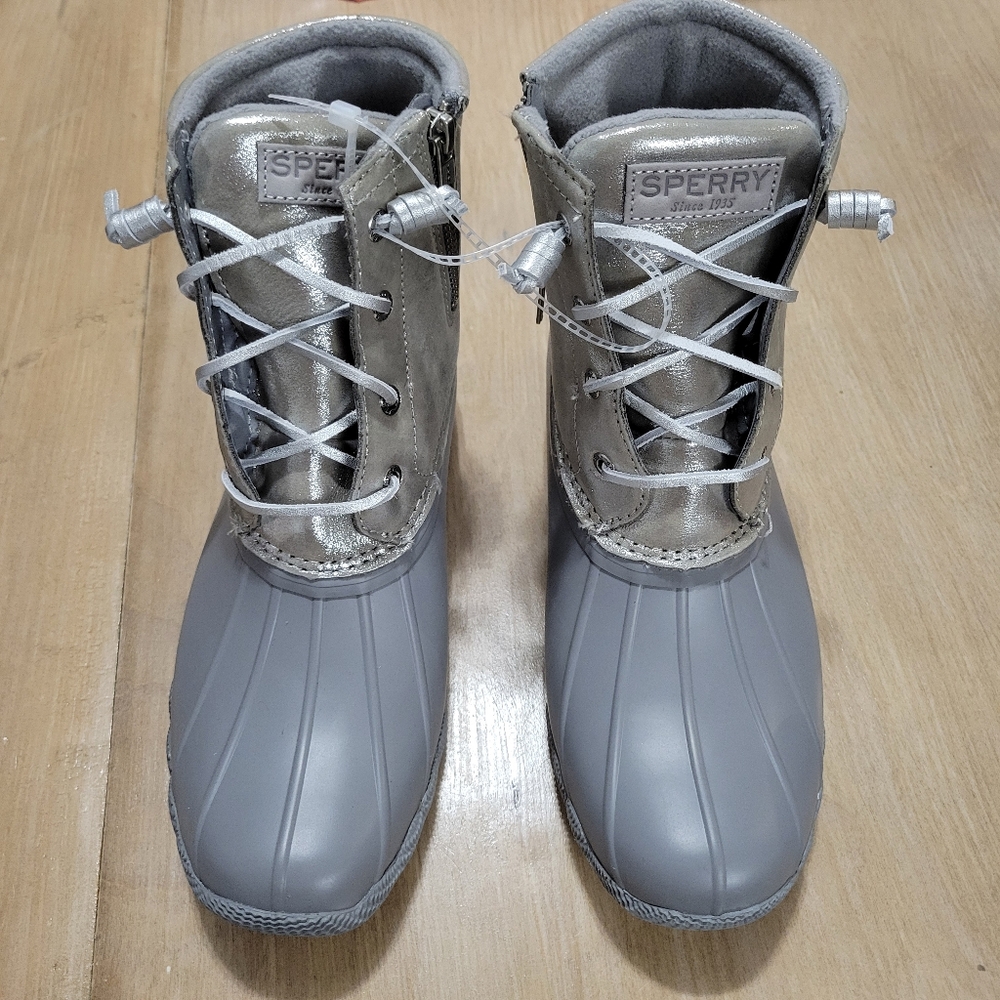 NWT SPERRY Saltwater Metallic Leather Duck Boot Size 9 - Picture 3 of 10
